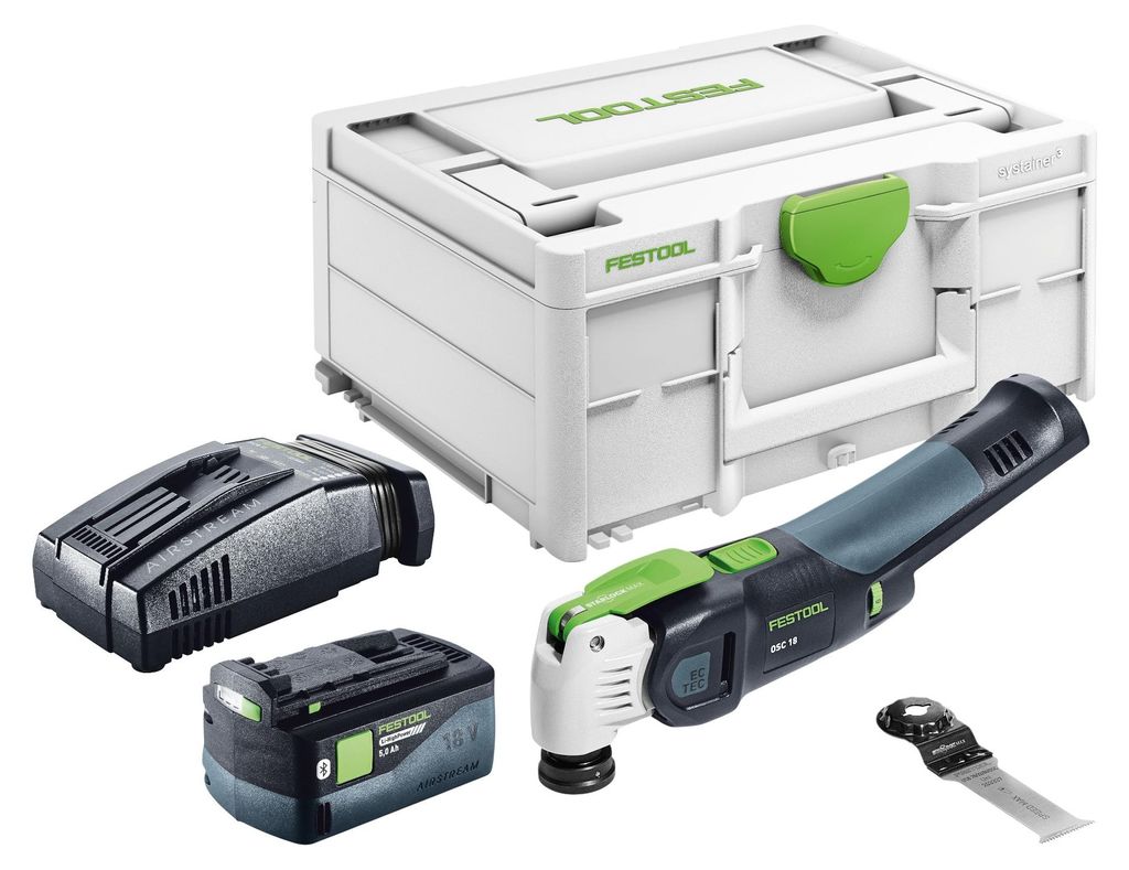 Festool OSC 18 E-Basic Akku Oszillierer 18 V Starlock Max Brushless + 1x Akku 5,0 Ah + Schnellladegerät + Systainer