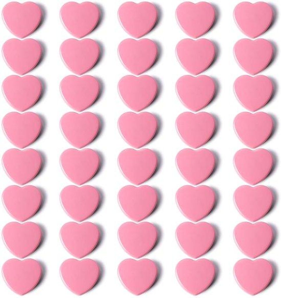 Mini magneten voor magneetborden - 40 sterke hartvormige magneten roze | Kleine decoratieve magneten voor borden, foto's, prikborden, koelkasten, f...