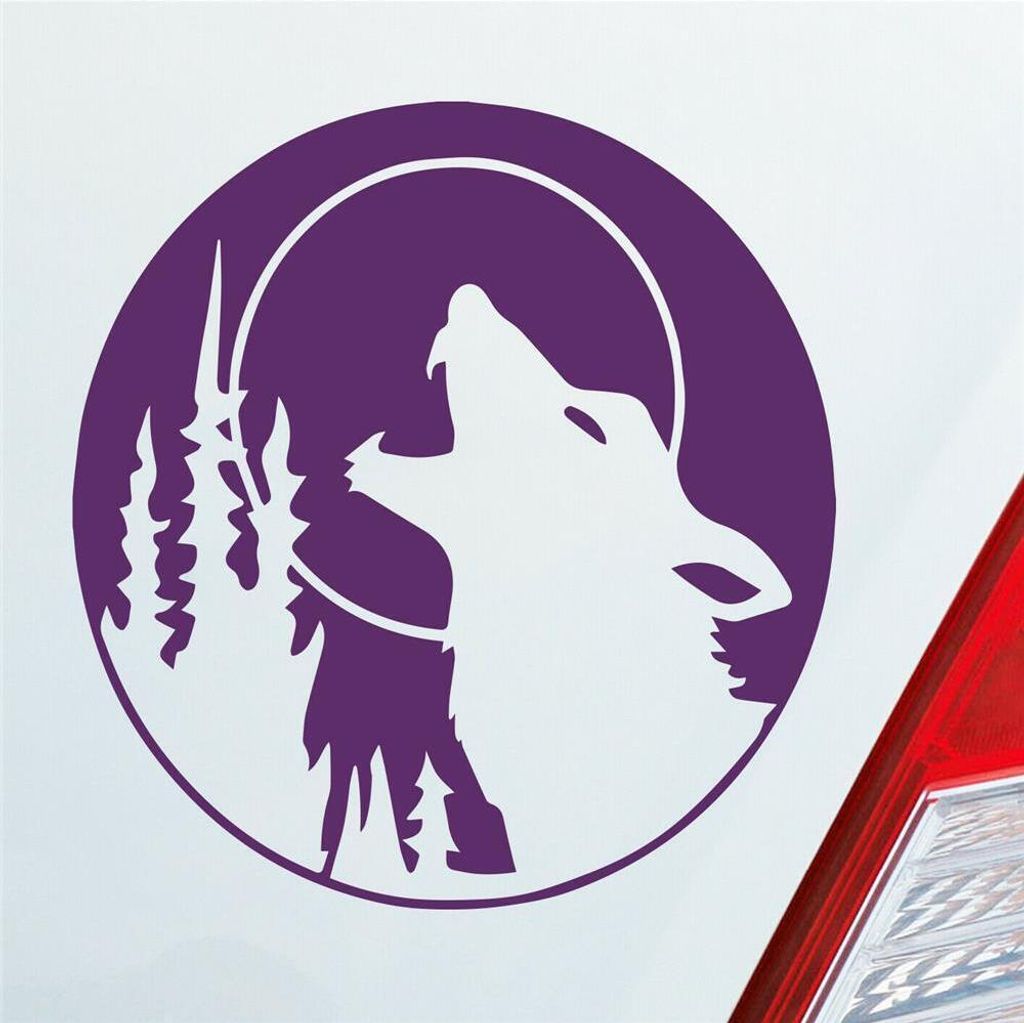 Auto Aufkleber Wolf Heulen Tuning Tier Animal Werfolf 10x10 cm Lila Sticker Heckscheibenaufkleber