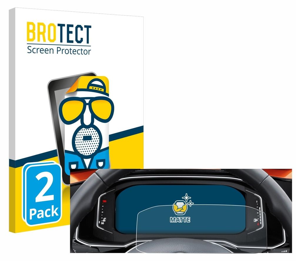 2x BROTECT Schutzfolie für Volkswagen Polo 6 Digital Cockpit Pro Displayschutz Displayschutzfolie Folie Matt Entspiegelungsfolie