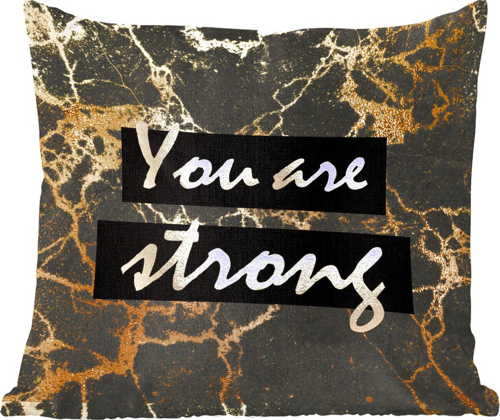 MuchoWow Zierkissen Sofakissen Wohnzimmer Dekokissen 40x40 cm Zitat - Motivation - Gold - Marmor - Foto Kissen - Schlafzimmer Dekoration