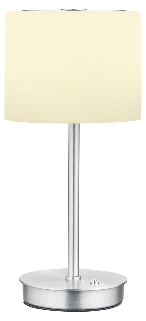 LED-Tischlampe - H 30 cm - Aluminiumfarben - Weiß - Metall - Glas - dimmbar