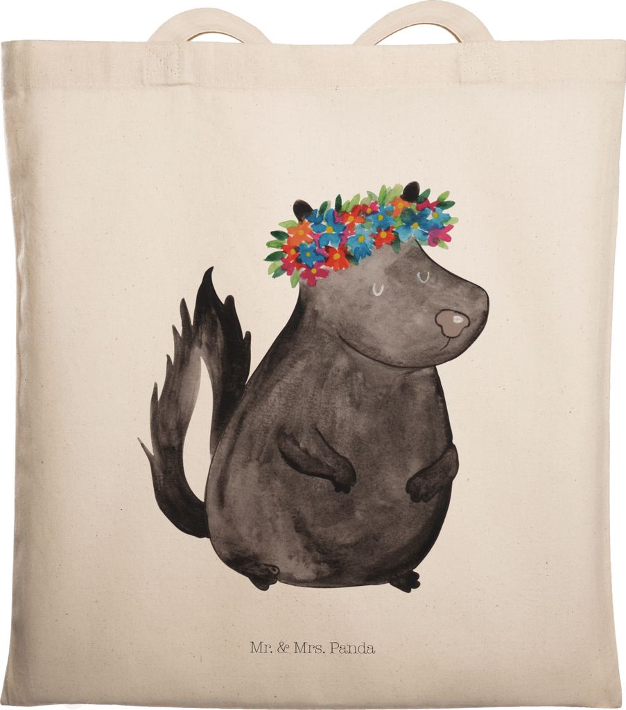 Mr. & Mrs. Panda Tote Bag Stinktier Mädchen - Transparent - Geschenk, Tasche, Stoffbeutel, totebag, Skunk, Namaste, Laptoptasche, Yoga, Beutel, Wi...
