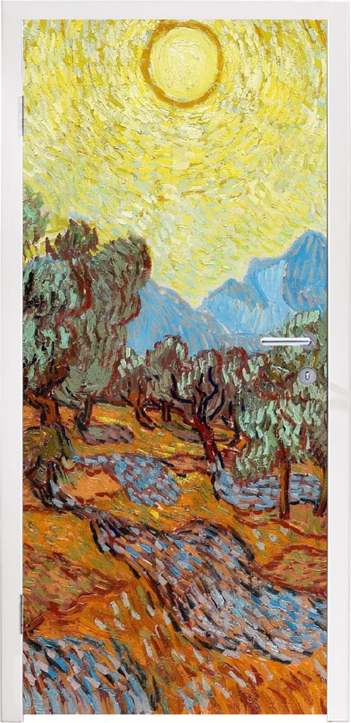 MuchoWow Türtapete Selbstklebende Türfolie Olivenbäume mit gelbem Himmel und Sonne - Vincent van Gogh 80x215 cm Türposter Türaufkleber Klebe...