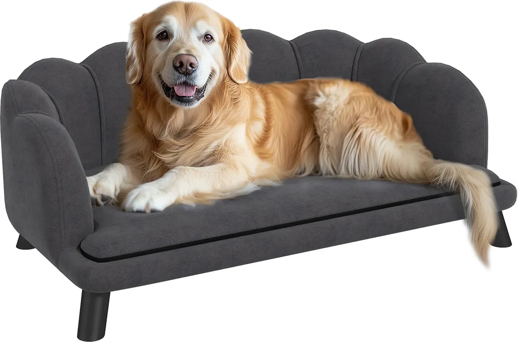 Panier chien design canapé pour protéger du froid au sol velours gris