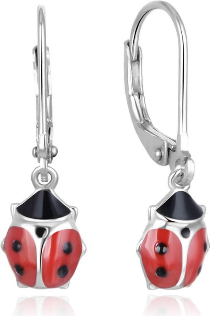 Cute silver Ladybugs AGUC2618 earrings