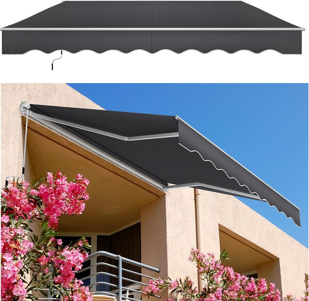 Sessamen-LP Gelenkarmmarkise Markise Balkon aus Alu und Polyester, Sonnenschutz Markisenabdeckung mit Kurbel, Wasserdicht Anti-UV 400x300 cm (Dunke...
