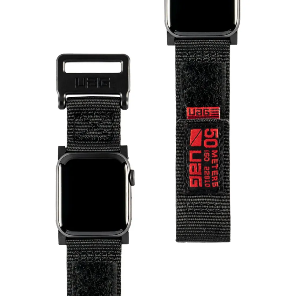 Bracelet UAG Apple Watch 38/40mm Noir avec Fermeture Scratch Durable