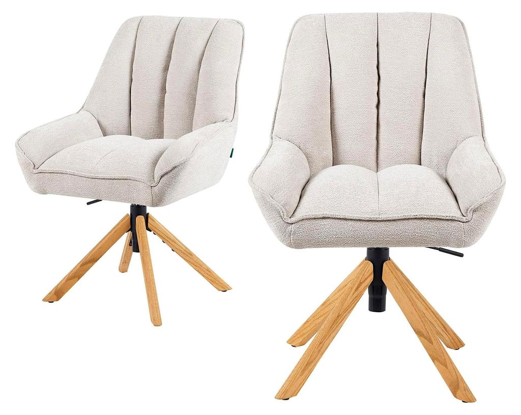 2er Set höhenverstellbare Esszimmerstühle, Bürostühle & Konferenzstühle, 360° drehbar mit Taschenfederkern, ergonomisch gepolstert, Eichegest...