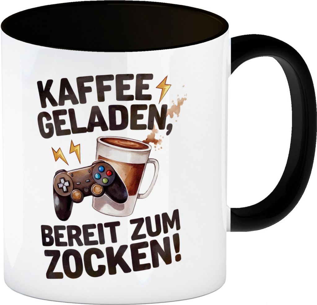 Bereit zum Zocken Kaffeebecher in schwarz Gaming Controller