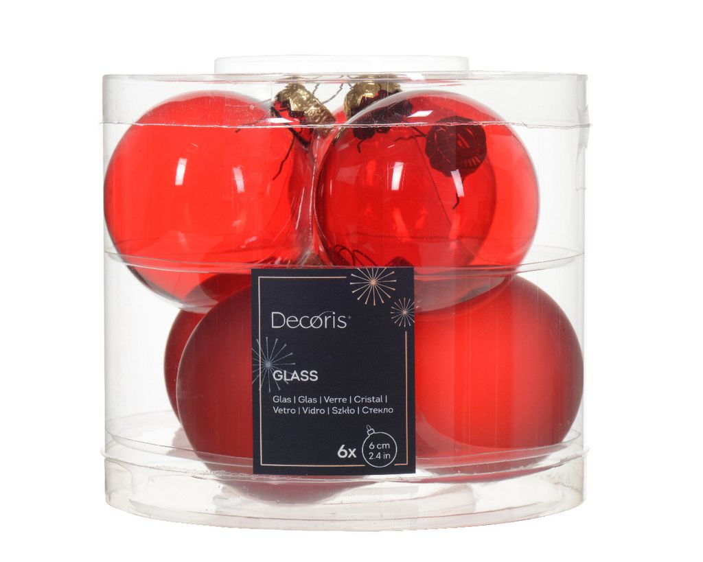 Weihnachtskugeln Glas 6cm x 6 Stück - Weihnachtsrot Produktbild 