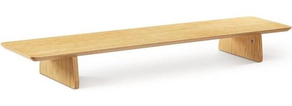 Famanu Monitorständer aus Holz - Bambusfarbe - 109 x 23 x 12 cm - nachhaltiges Material - geeignet für Laptops und PC-Bildschirme