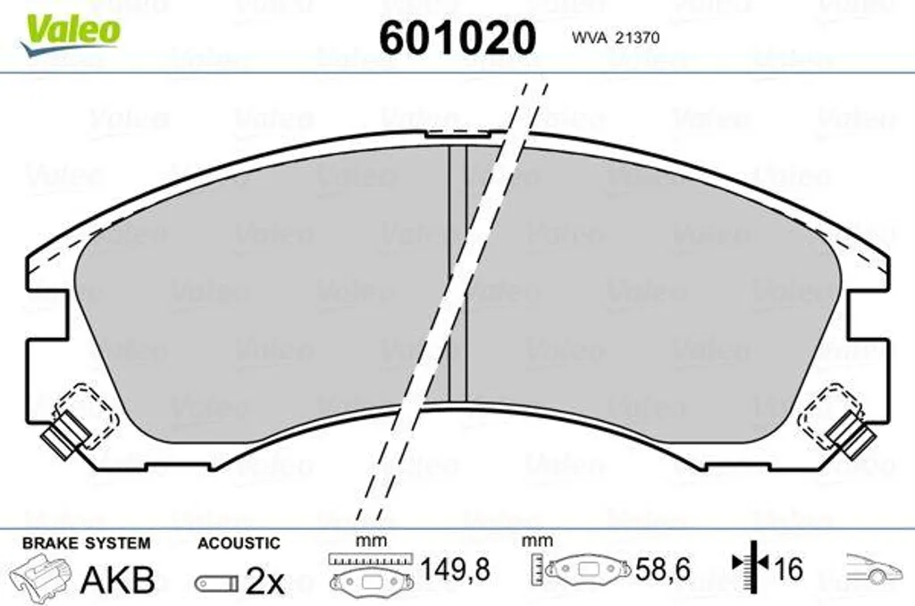 Plaquettes de frein haute longévité Valeo 601020 avec garniture OE