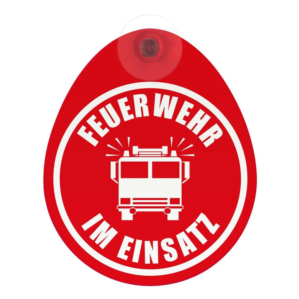 Schild Feuerwehr im Einsatz mit Saugnapf Saugnapfschild