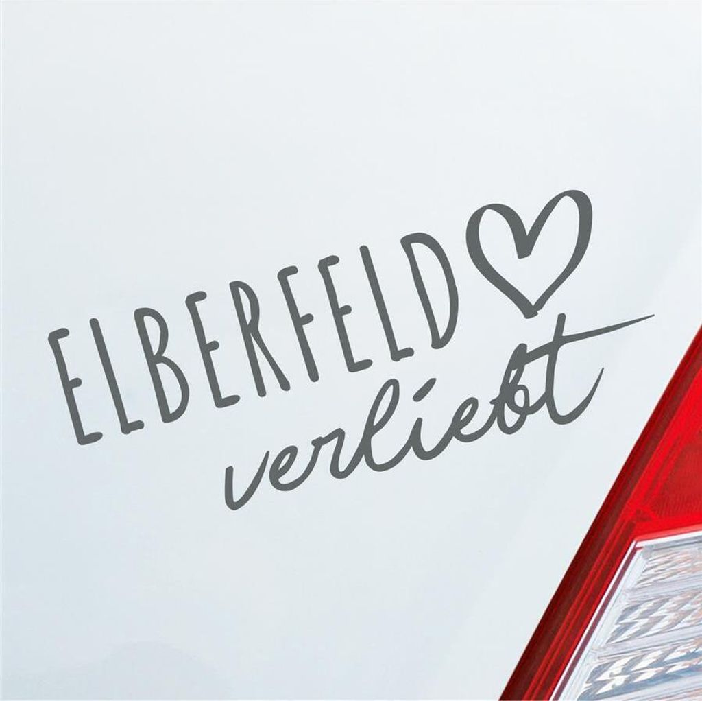 Auto Aufkleber Elberfeld verliebt Herz Stadt Heimat Liebe Car 19x8 cm Grau Sticker Heckscheibenaufkleber