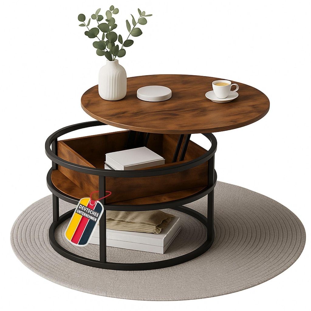 Couchtisch SWING Braun mit verstellbarer Tischplatte & Produktbild 