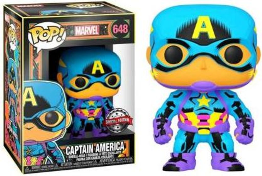 Statuetta Funko POP Marvel 648 Captain America blacklight Immagine del prodotto 