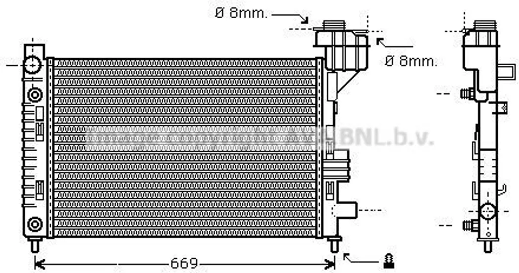 Radiateur PRASCO MSA2248 OE 1685000202 pour Mercedes Classe A W168