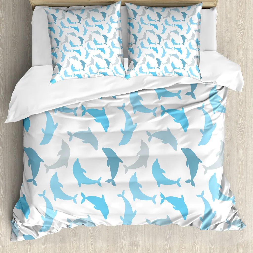 ABAKUHAUS Copripiumino Antiacaro Dolphin 155x220 - Sonno Ipoallergenico