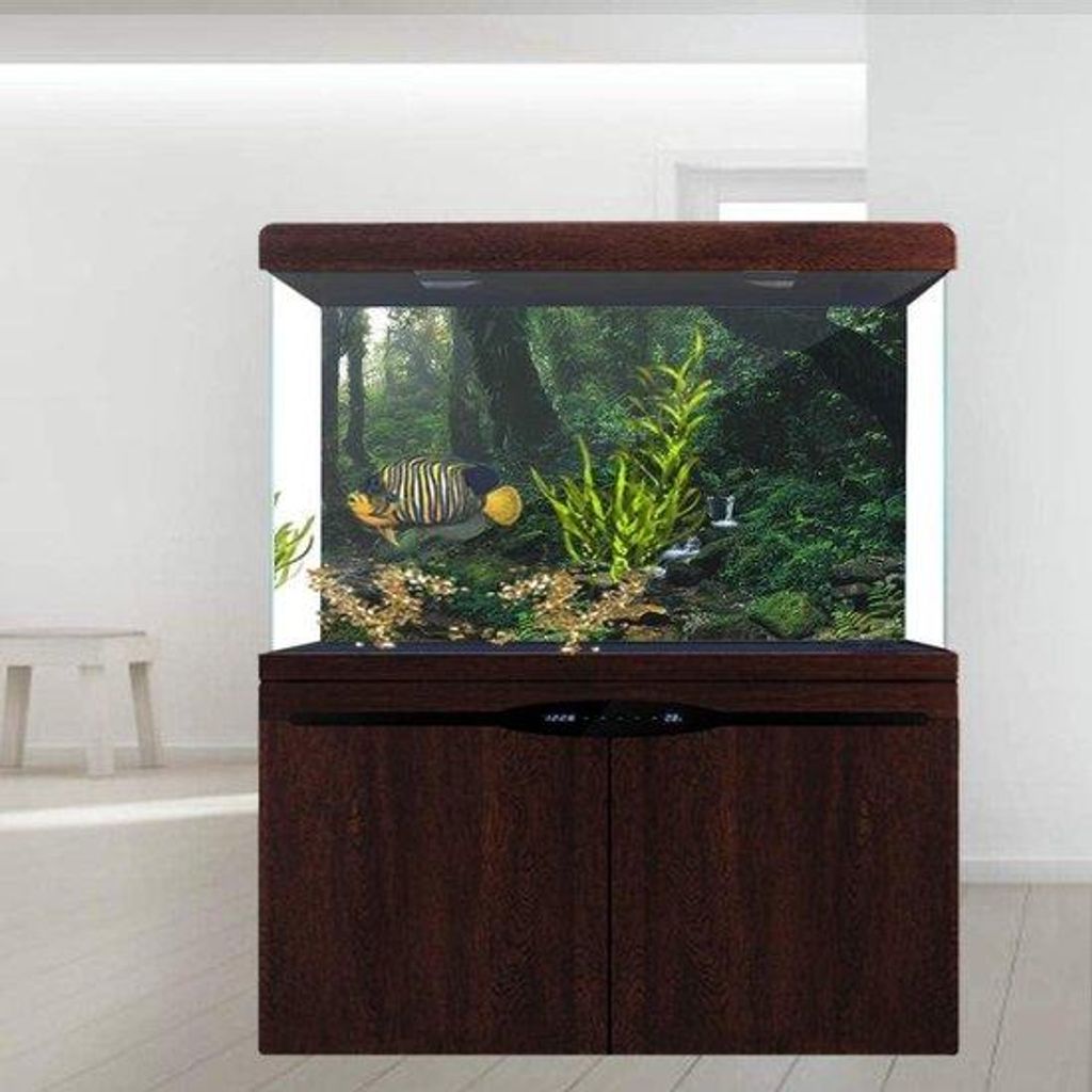 Grüner PVC Hintergrund-Poster für Aquariums - 61 x 41 cm - Holzlandschaft