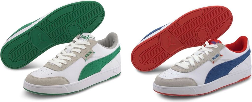 Puma Court Legend Lo Unisex Erwachsene Sneakers Sportschuhe Low Top Retro, Größe:UK 7.5 - EUR 41 - 26.5 cm, Farbe:Weiß (Puma White-Amazon Green)