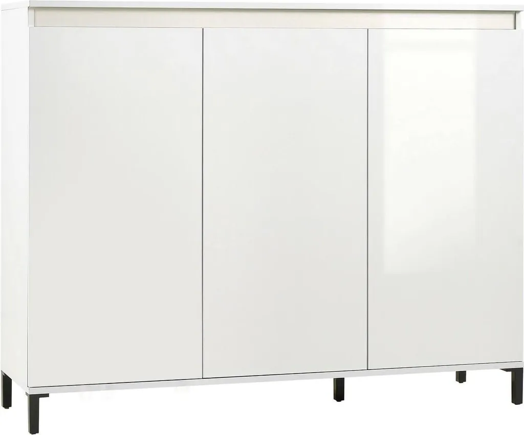 Grand Bahut Blanc Laqué Miriana 138 cm, Rangement Salon Chic et Moderne