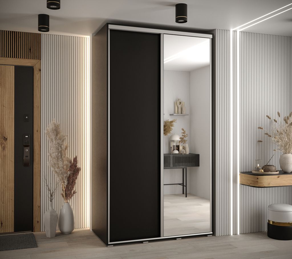 Kleiderschrank YVONA 3 - 130/60 cm, schwarz/silber