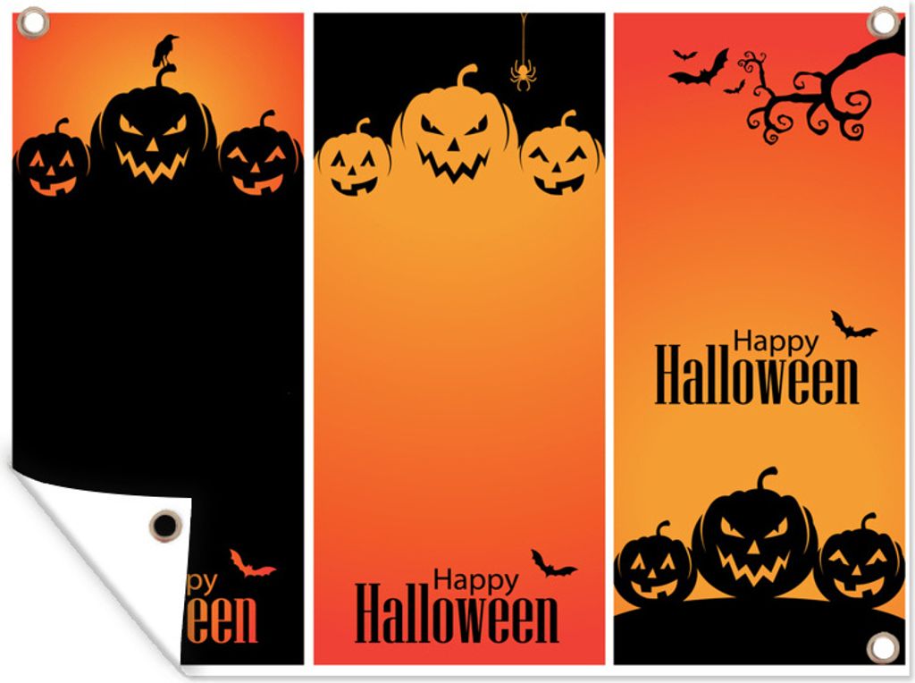 MuchoWow 40x30 cm Outdoor-Poster Gartendeko Sichtschutz Garten Poster für den Garten Eine Illustration von Halloween in drei Teilen