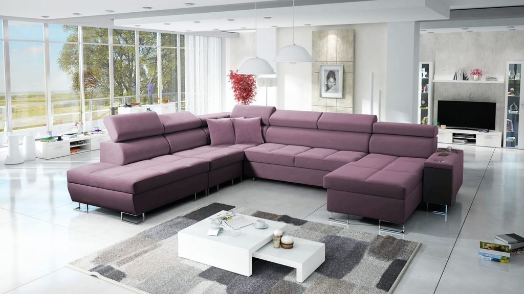 Kaiser Möbel Großer multifunktionaler Eckschrank Morena X, Uttario Velvet Violett Rechts