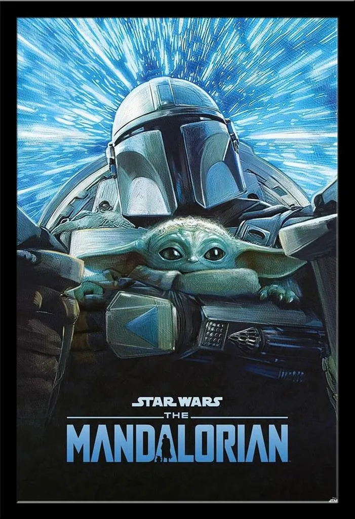 Décoration murale Star Wars Mandalorian encadrée pour chambre et bureau