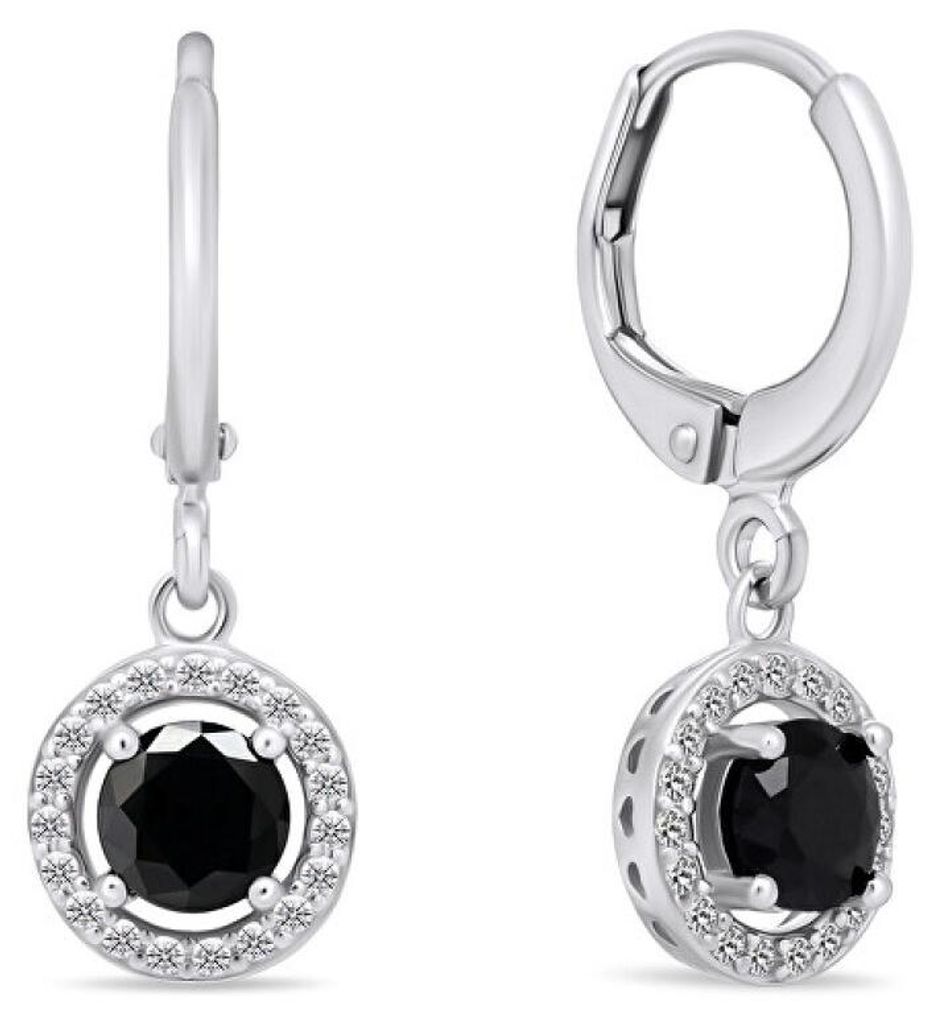 Elegant silver earrings with black zirconia EA647WBC