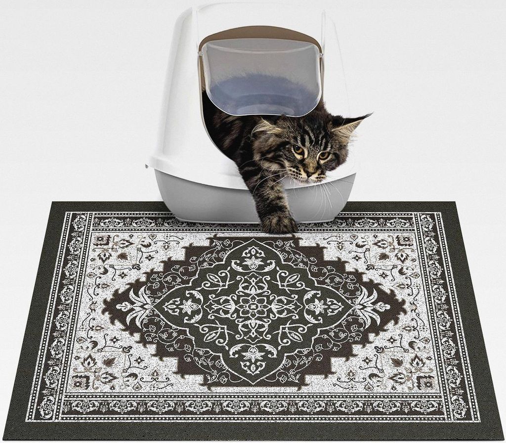 Katzenklo Matte Rutschfeste Wasserdichte Katzenstreumatte Waschbar Weich zu den Pfoten Urinfeste Bodenmatte für Wohnungskatzen, 60 x 38 cm