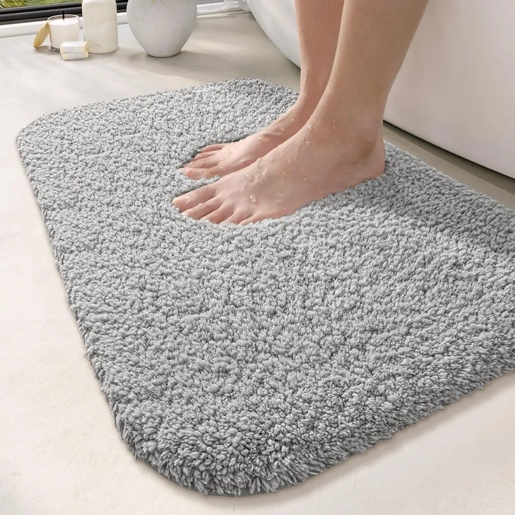 Tappetino Bagno Antiscivolo 40x60 Grigio Microfibra Ultra Assorbente
