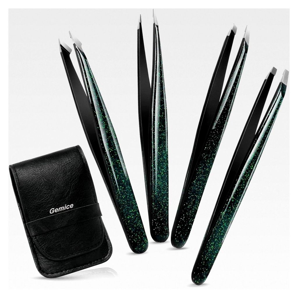 Augenbrauen-Pinzettenset mit Etui (4-teilig)
