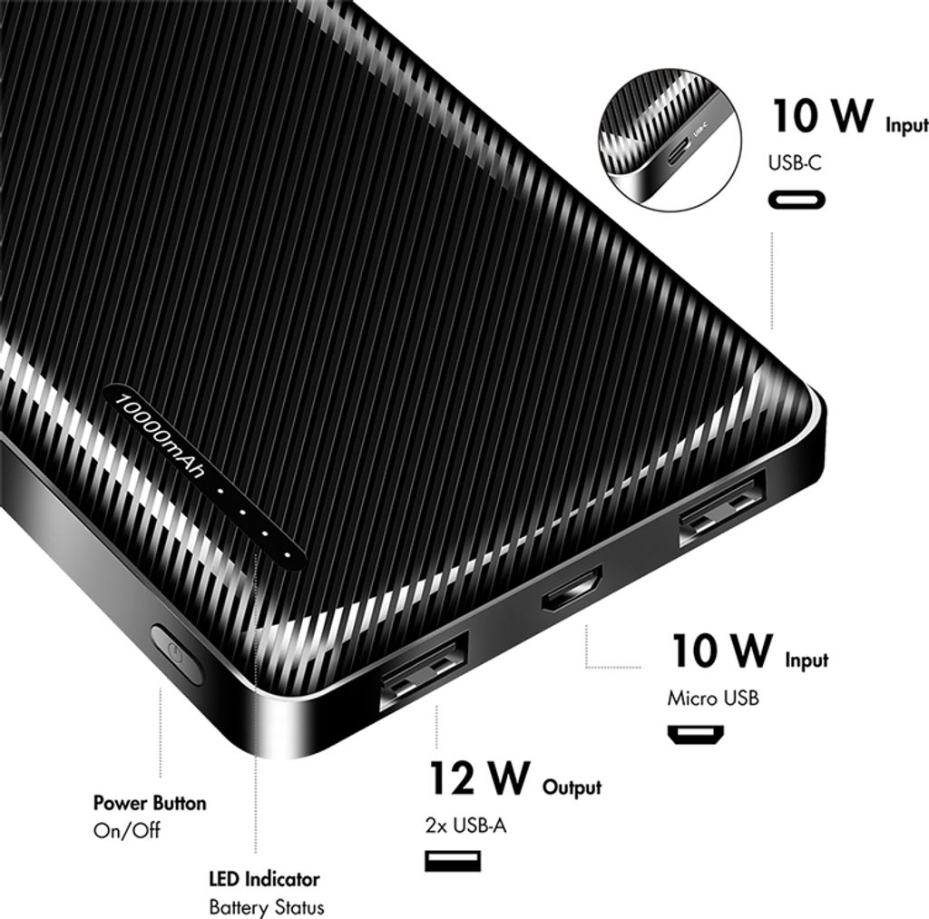 LogiLink Mobiler Zusatzakku 10.000 mAh 2x USB-A weiß