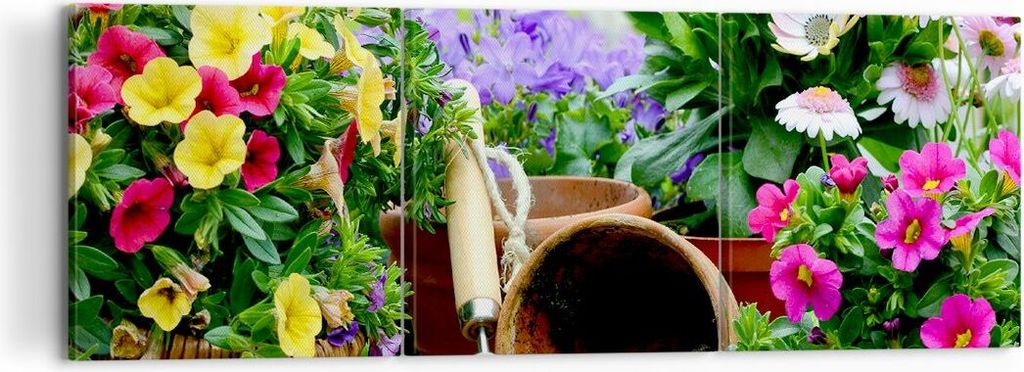 Bild auf Leinwand - Leinwandbild - Pflanzen Garten Frühling Natur - 120x40cm - Wand Bild - Wanddeko - Leinwanddruck - Bilder - Kunstdruck - Wandde...