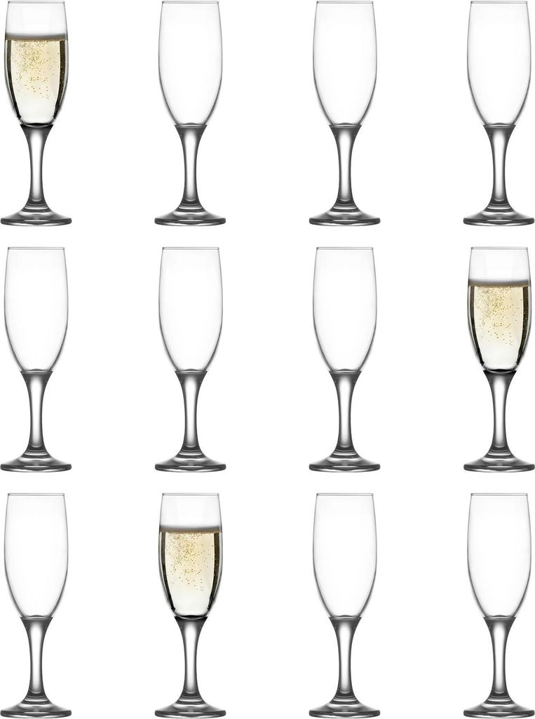 12x 190ml Misket Champagnerflöten aus Glas - Wiederverwendbar Hochzeit Jubiläum Geburtstag Junggesellinnenabschied Prosecco Wein Cocktail Trinken...