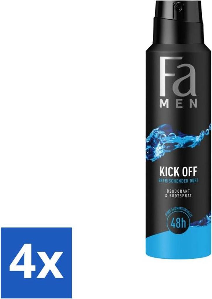Fa Men - Deodorant Body Spray - Kick-Off - Erfrischend - 48-Stunden-Schutz - 150 ml - Vorteilspack - 4 Stücke