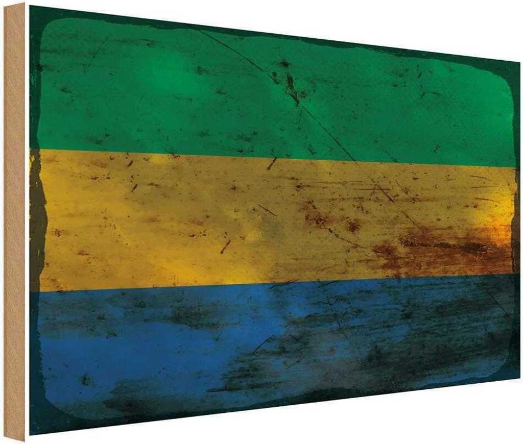 vianmo Holzschild 20x30 cm Gabun Gabon Rost Flagge Fahne Wappen