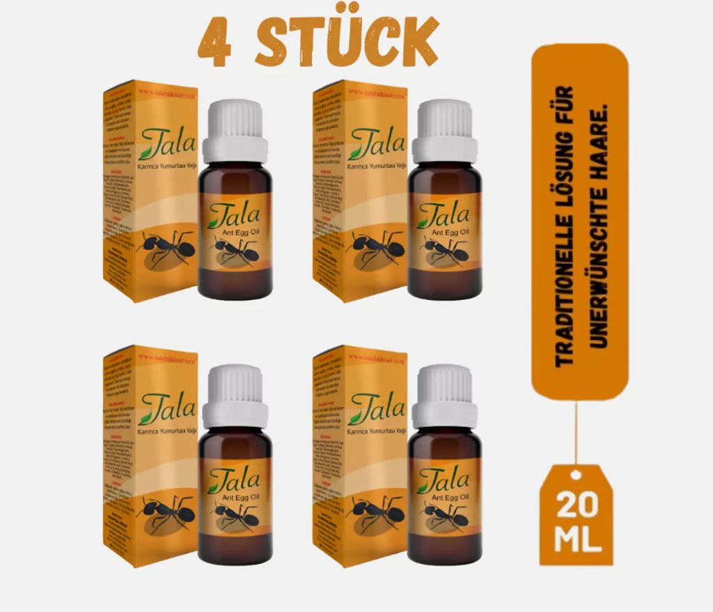 Tala Ameiseneiöl 4er Pack, Karınca yumurtası yağı - Egg oil of Ant, Aceite de huevo de hormiga, Haarentfernung gegen Haarwuchs, Tala Ant, hair...