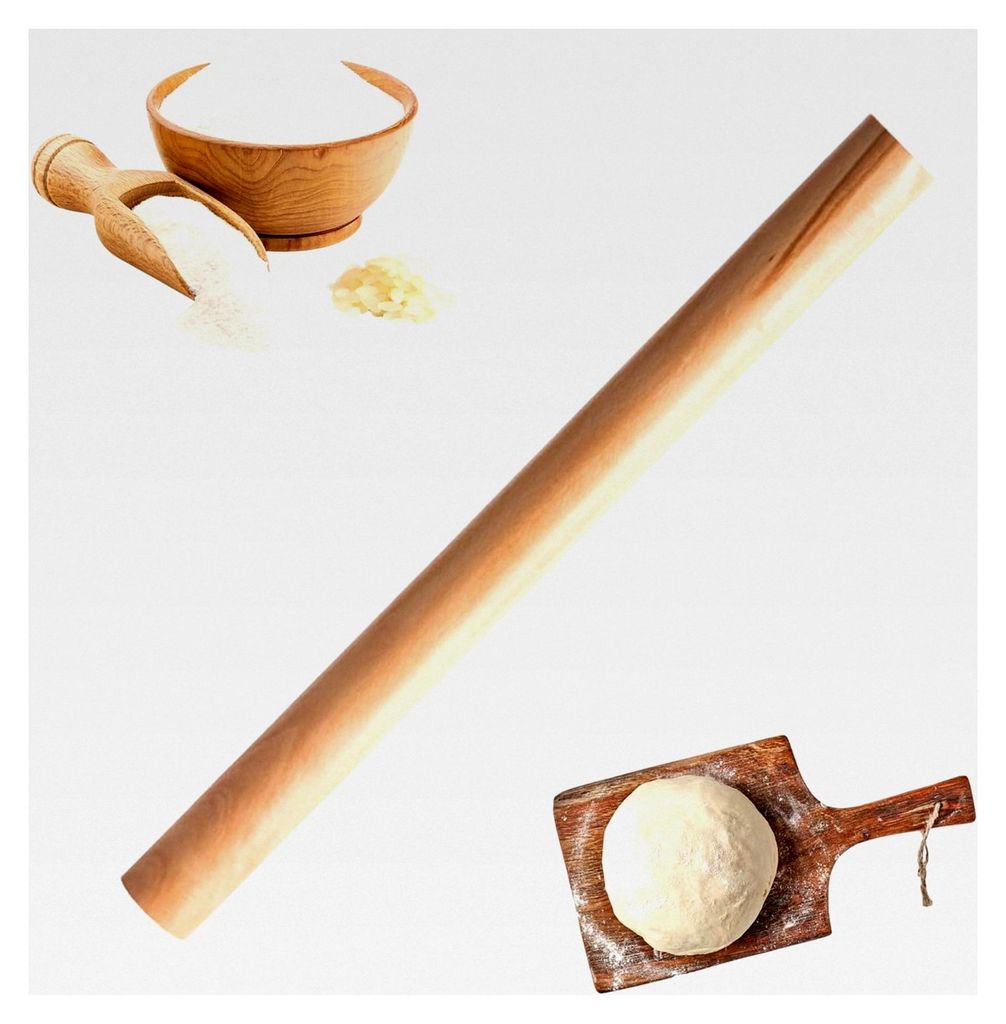 Nudelholz aus Holz, Teigroller für Backen, geeignet für Teig, Gebäck, Brot, Pizza, Kekse und Pfannkuchen (30 x 2,7 cm)
