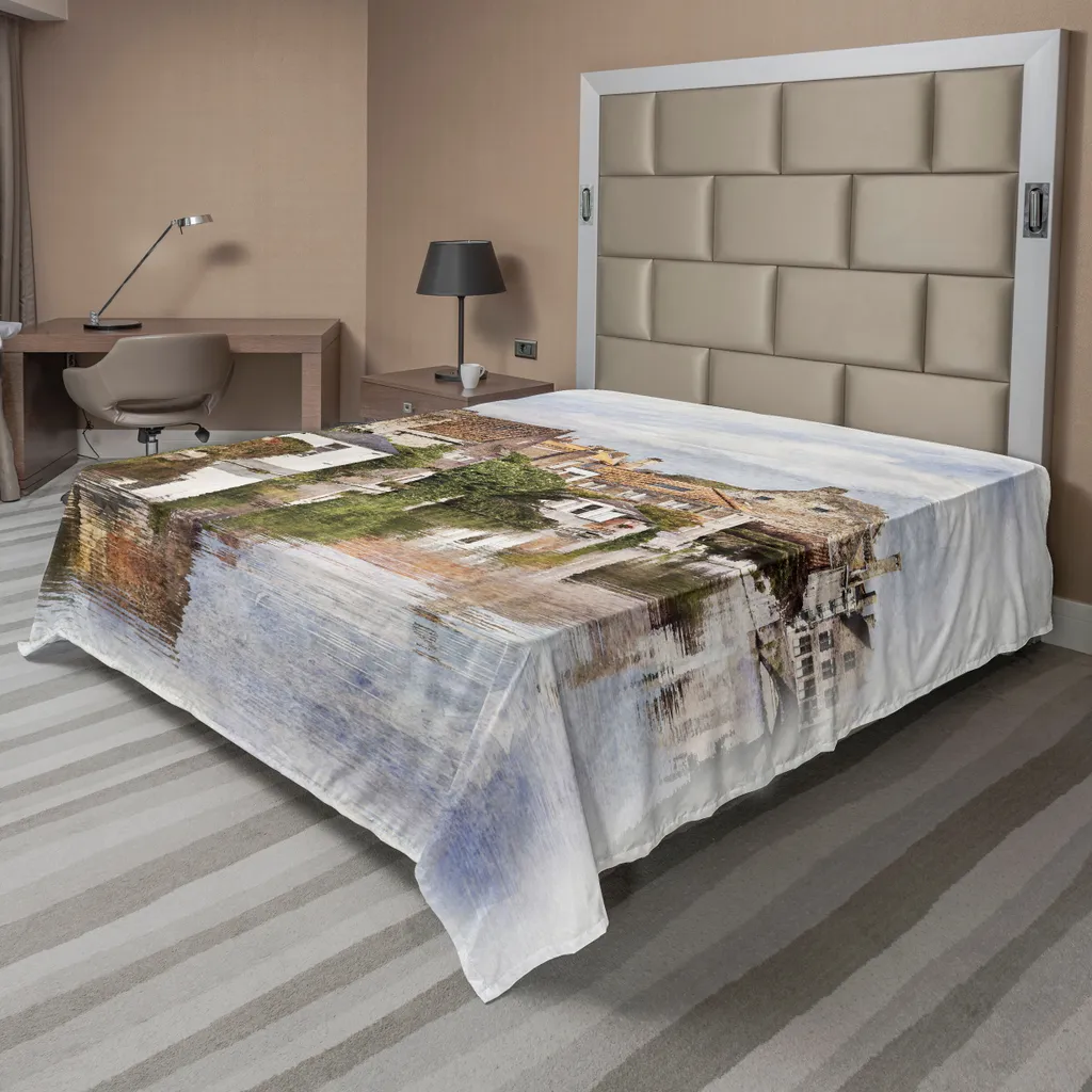 Drap de lit Bruges Abstrait 266x260 cm Architecture Gothique Multicolore