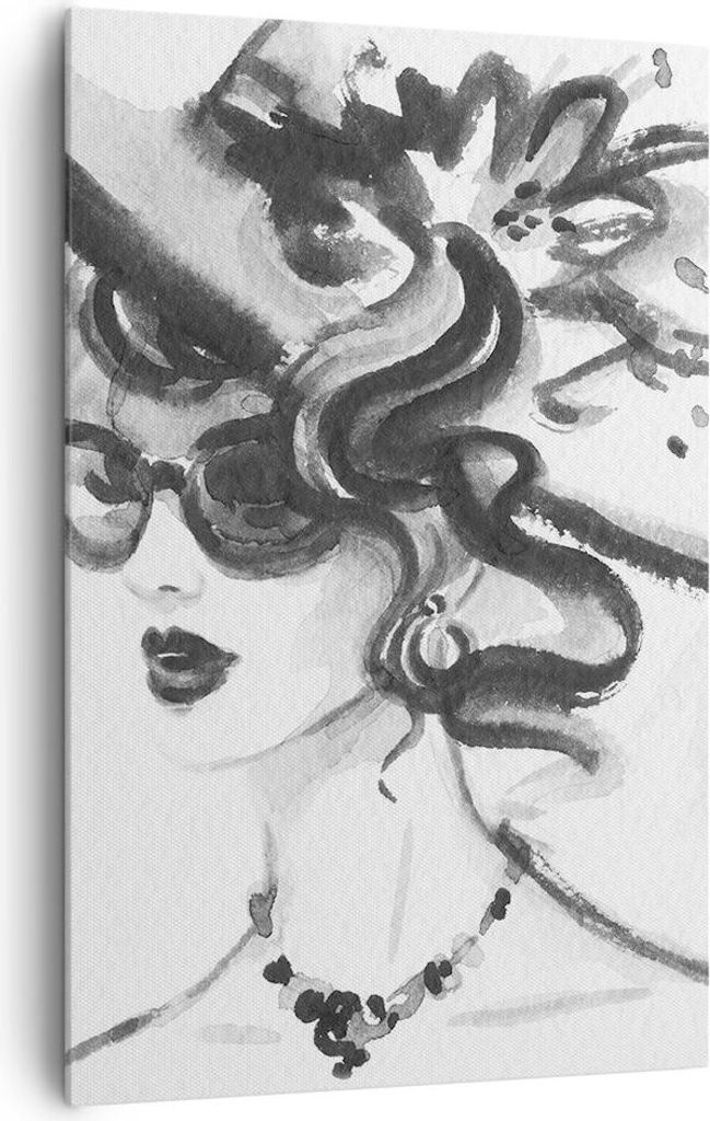 Bild auf Leinwand - Leinwandbild - Einteilig - Frau Modell - 80x120cm - Wand Bild - Wanddeko - Wandbilder - Leinwanddruck - Kunstdruck - Wanddekora...