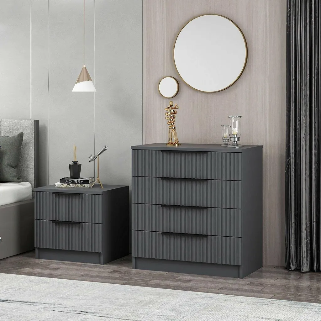 Commode Compacte Anthracite 7 Tiroirs Vicente : Design et Robustesse