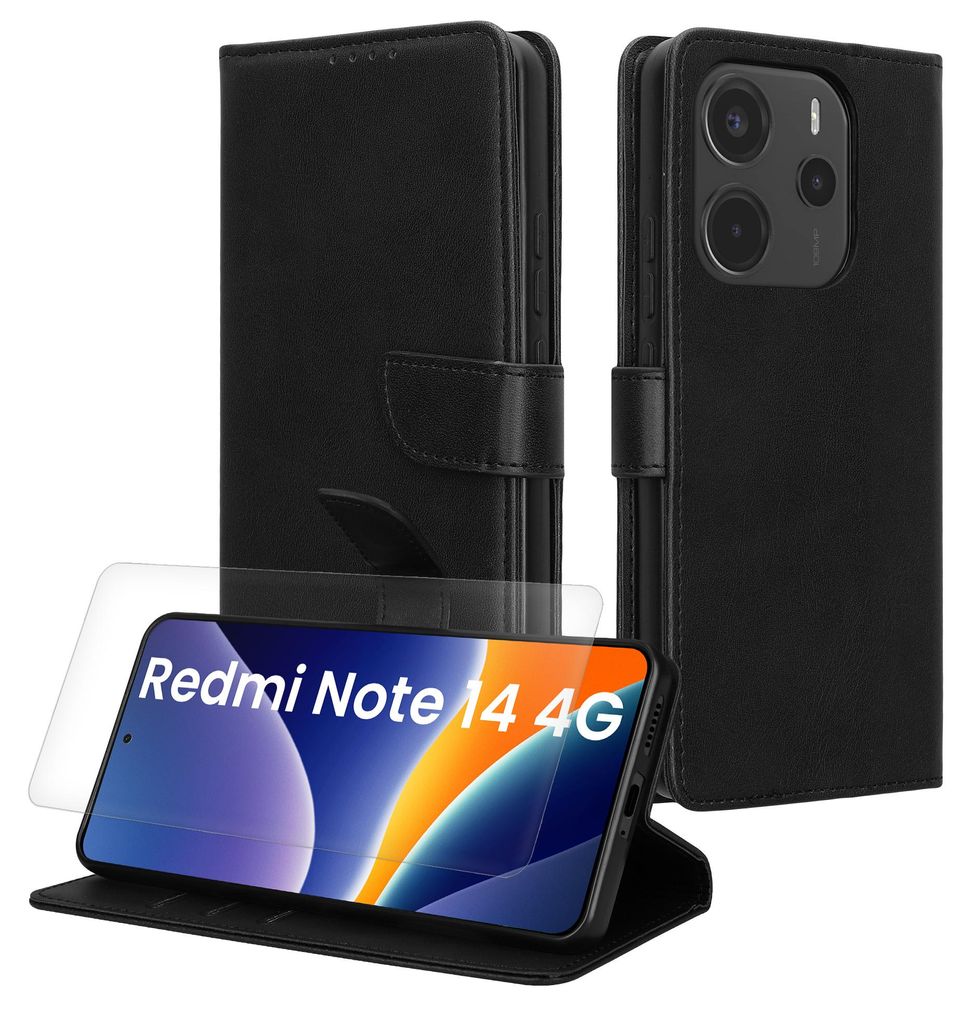 kwmobile Kunstleder Handyhülle kompatibel mit Xiaomi Redmi Note 14 4G (Nicht für 5G) Hülle - Brieftaschen Schutzhülle aus Kunstleder mit Displa...