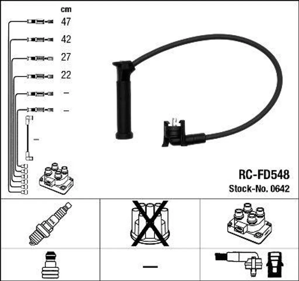Faisceau d'allumage NGK 642 pour moteurs Ford Puma et Fiesta Essence
