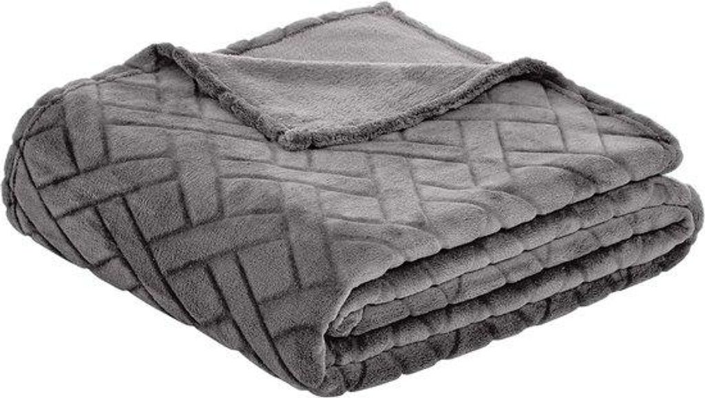Famanu fleece deken met quiltstiksel - Grijs, 150 x 200 cm Productafbeelding 