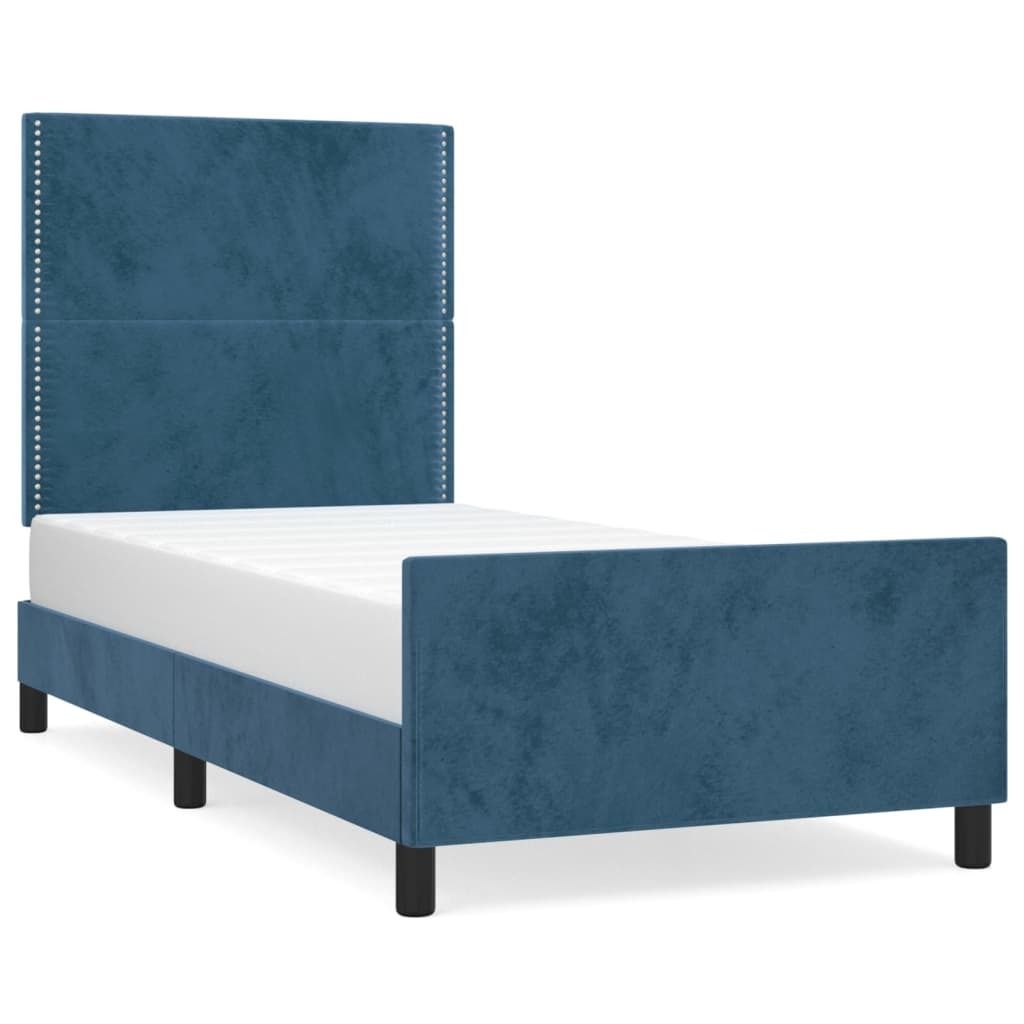 vidaXL Bettgestell ohne Matratze Dunkelblau 100x200 cm Samt Produktbild 