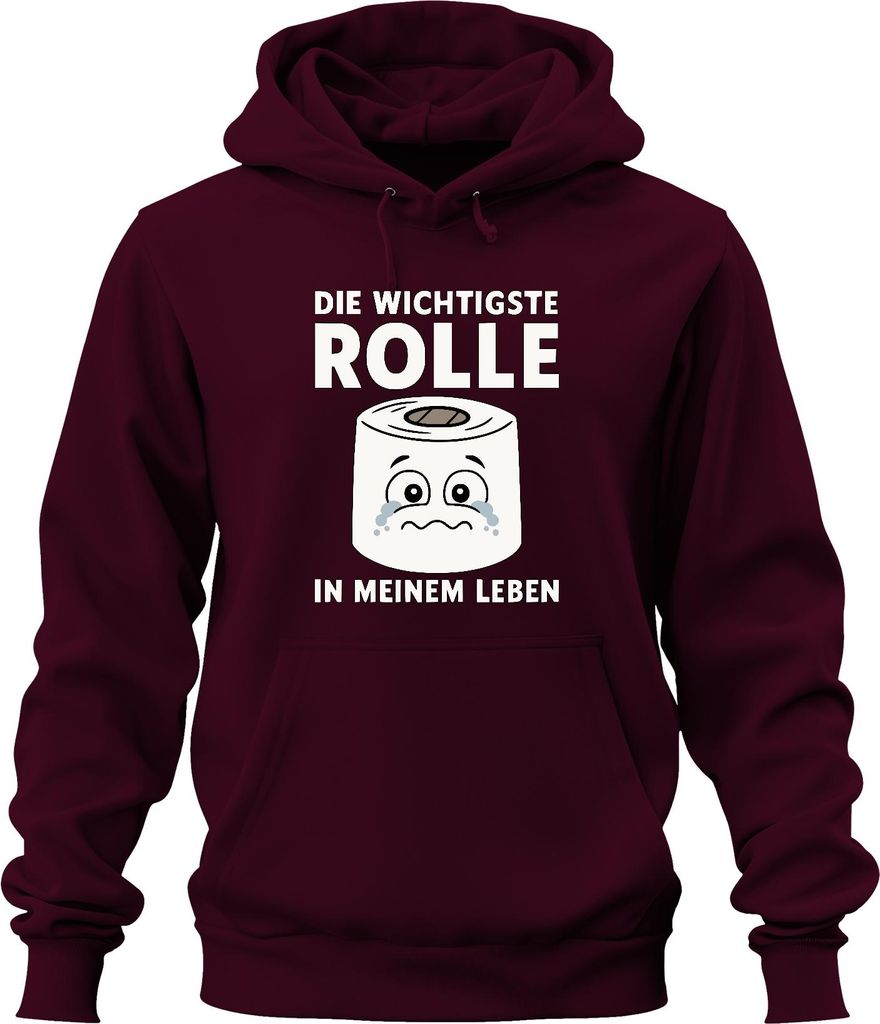 Die wichtigste Rolle in meinem Leben Klopapier lustig Geschenk Uni Hoodie Kapuzenpullover, Burgundy, XXL
