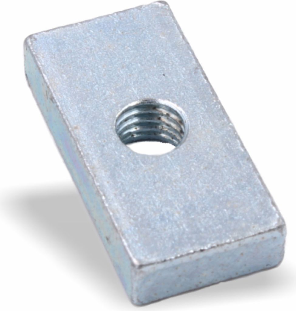 Nutenstein | Gewindeplatte 25x12x5 mm M6 Gewinde mittig | Stahl galvanisch verzinkt